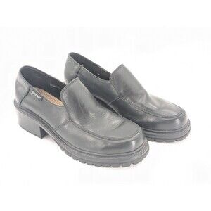 Dockers Leather 90s Black Chunky Slip On Loafers Dark Academia Goth Size 10